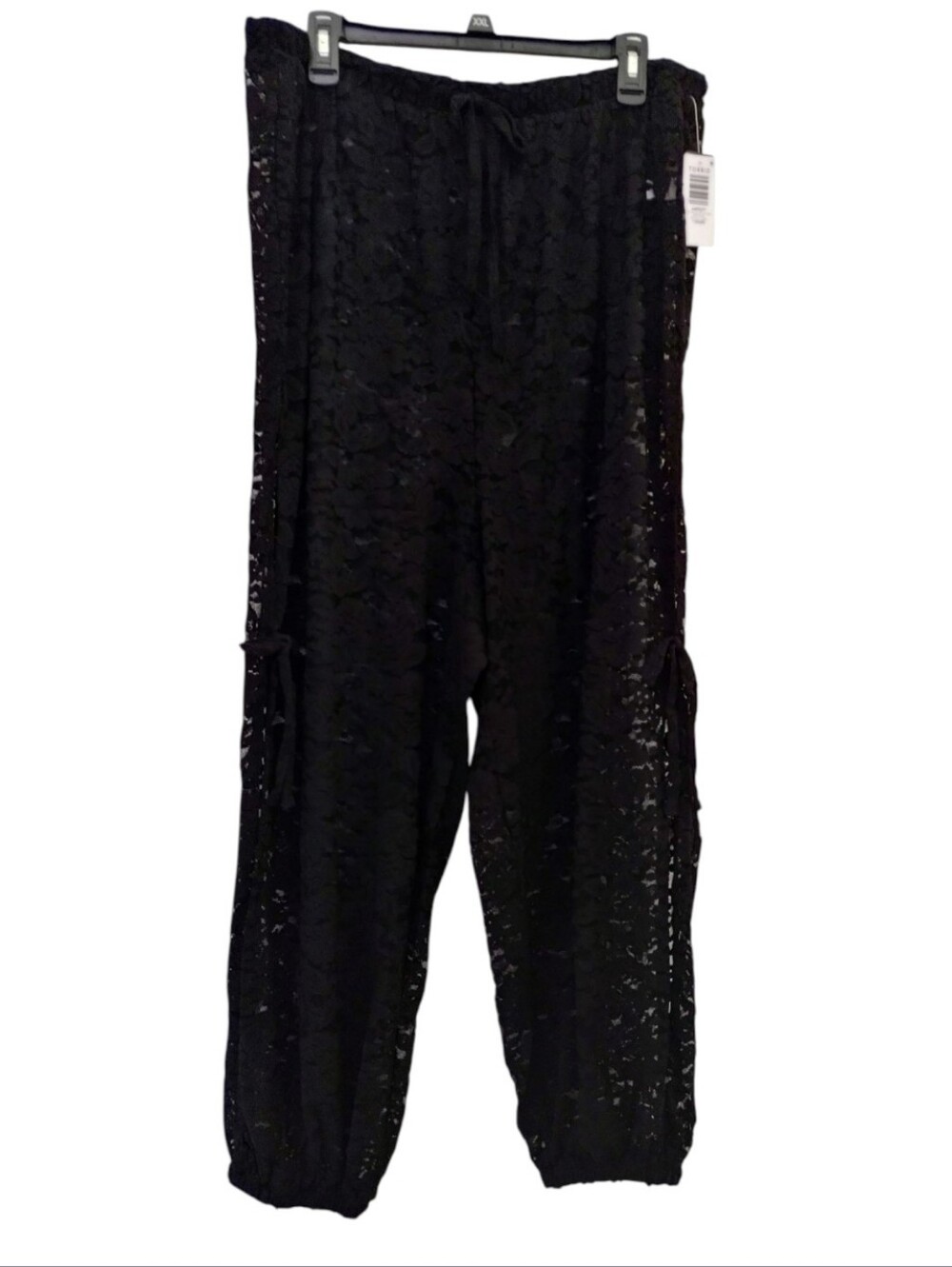 Torrid Black Festi Tie Detail Lace Boho Harem Pants Women's Plus Size 1X Short
